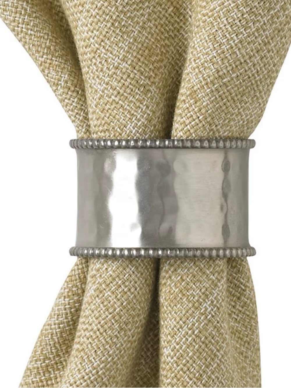 NEW* Hammered Cuff Pewter Classic Napkin Rings-Set of 4